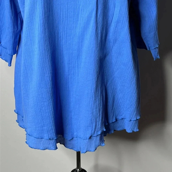 Soft Surroundings Women Gauzy Blue Tiered Blouse Size XL - Picture 5 of 9